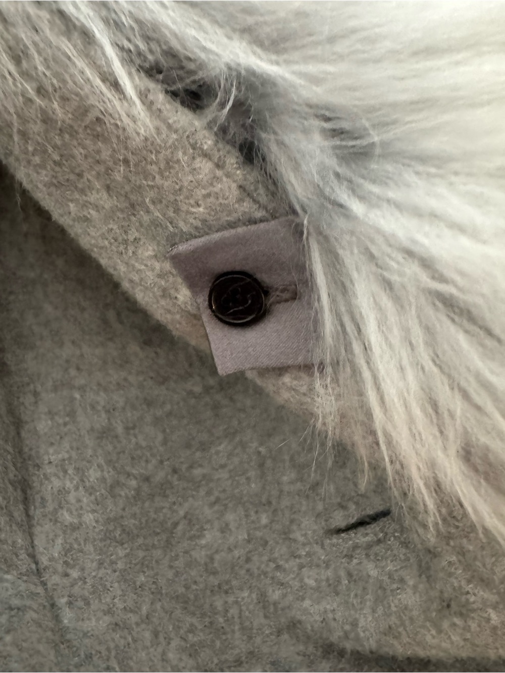 Sentaler Gray Wool Coat with real removable Fur Collar (CHEAPEST ON THE MARKET - Picture 6 of 7